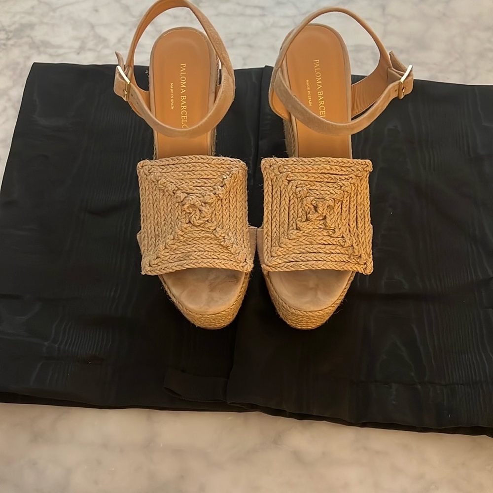 Paloma Barcelo Tan Espadrille Shoes with Woven Design